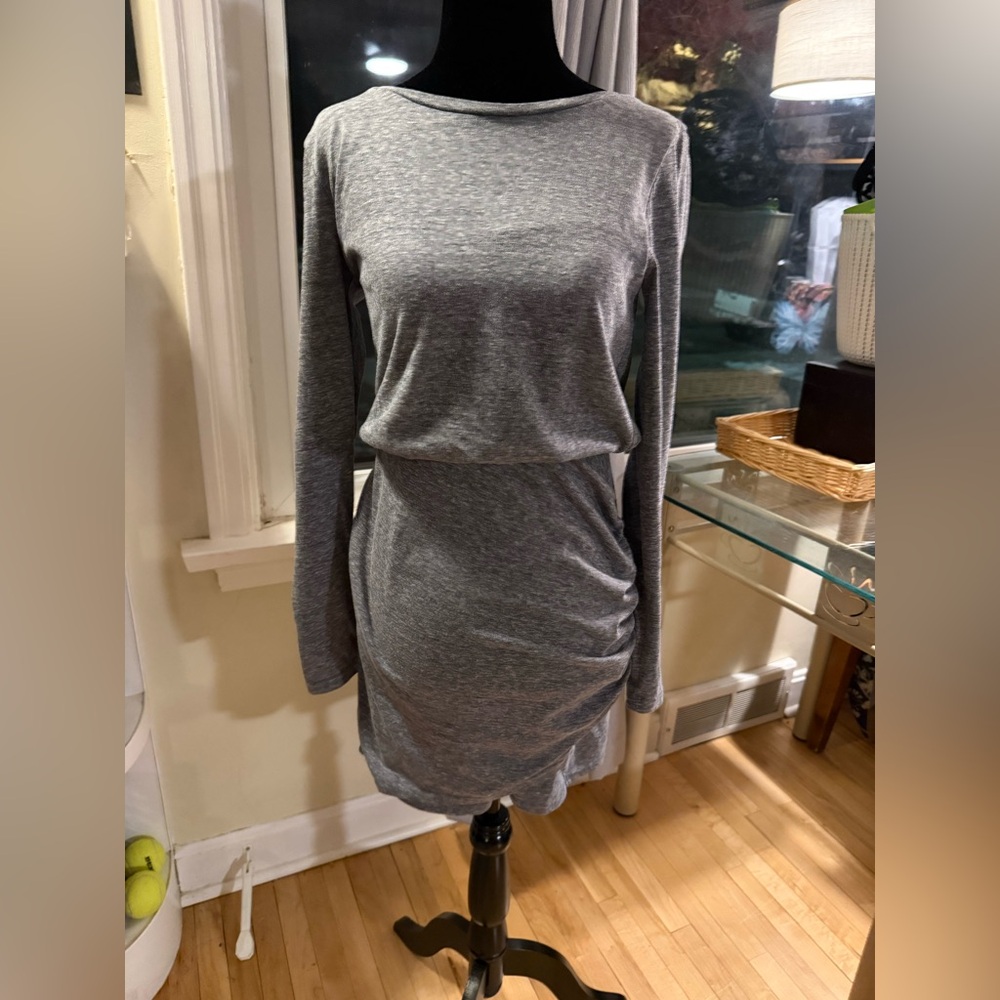 Leith Heather Gray Long Sleeve Dress